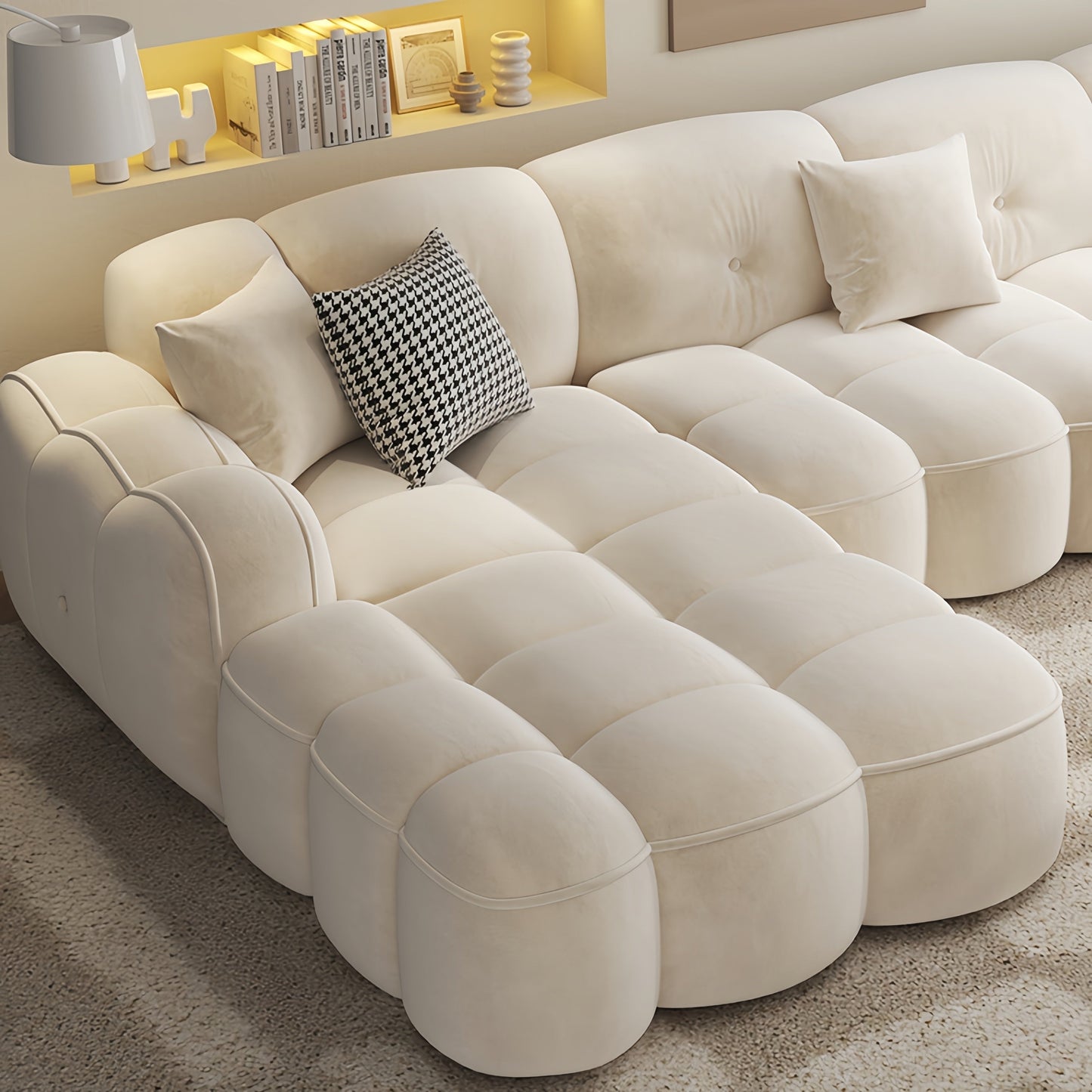 ABC Home Fleece Fabric Overstuffed Multifunction Sofa set for Livingroom Office