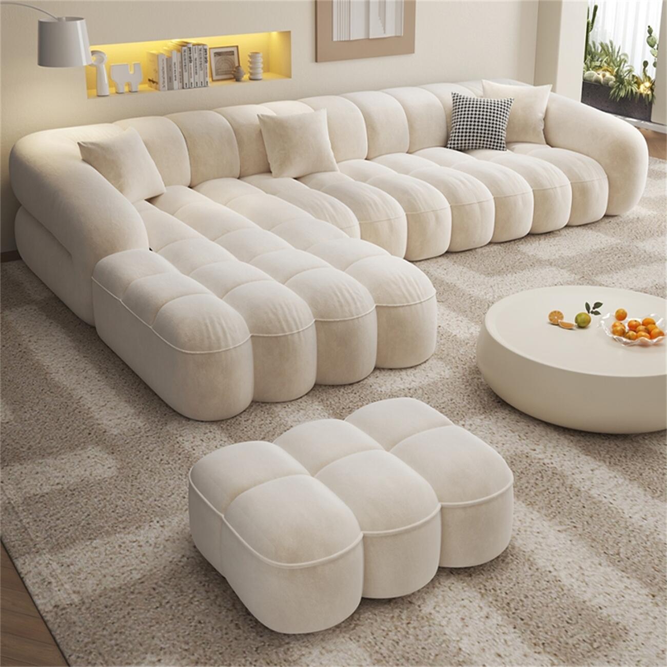 ABC Home Fleece Fabric Overstuffed Multifunction Sofa set for Livingroom Office