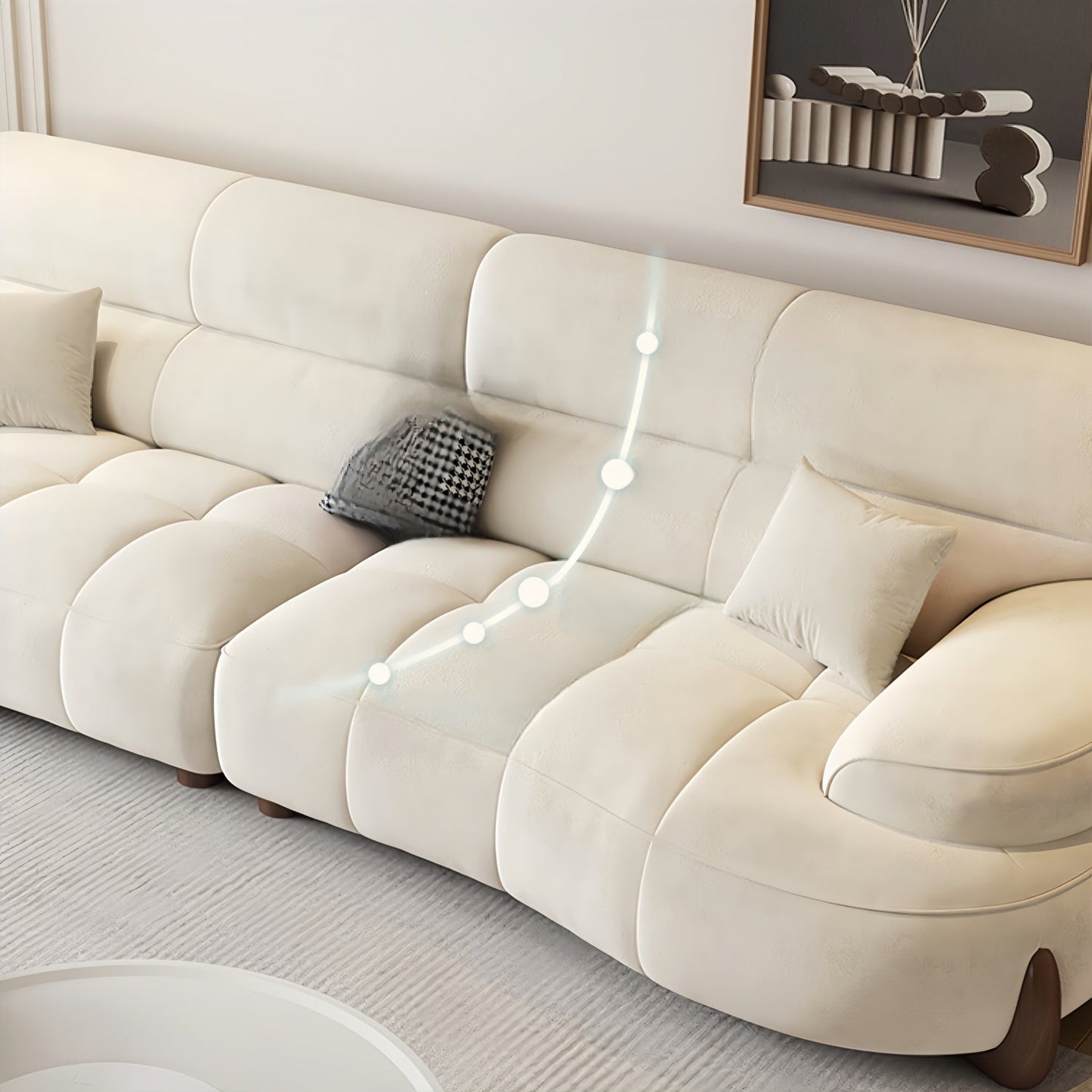 ABC Home Light Luxury Fabric Cloud Shaped Sofa set for Livingroom