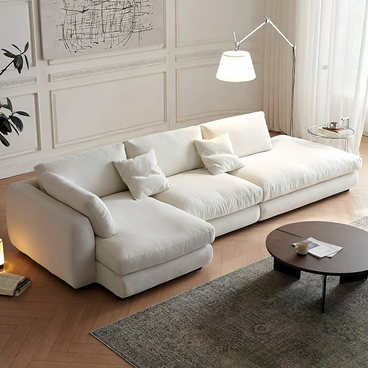 ABC HOME Sofa with Linen & Wood