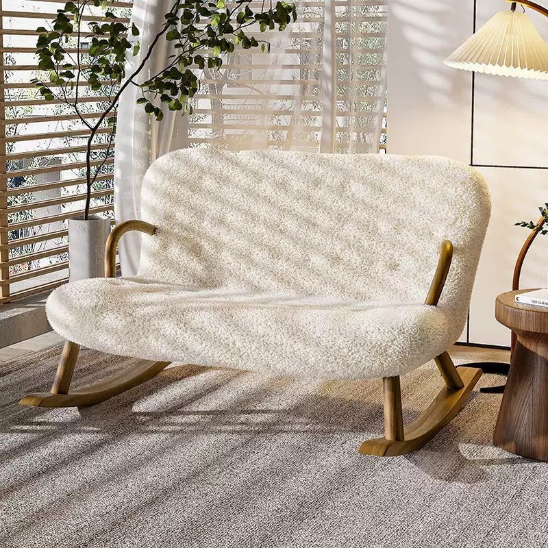 ABC HOME Chair: Sherpa Linen Wood