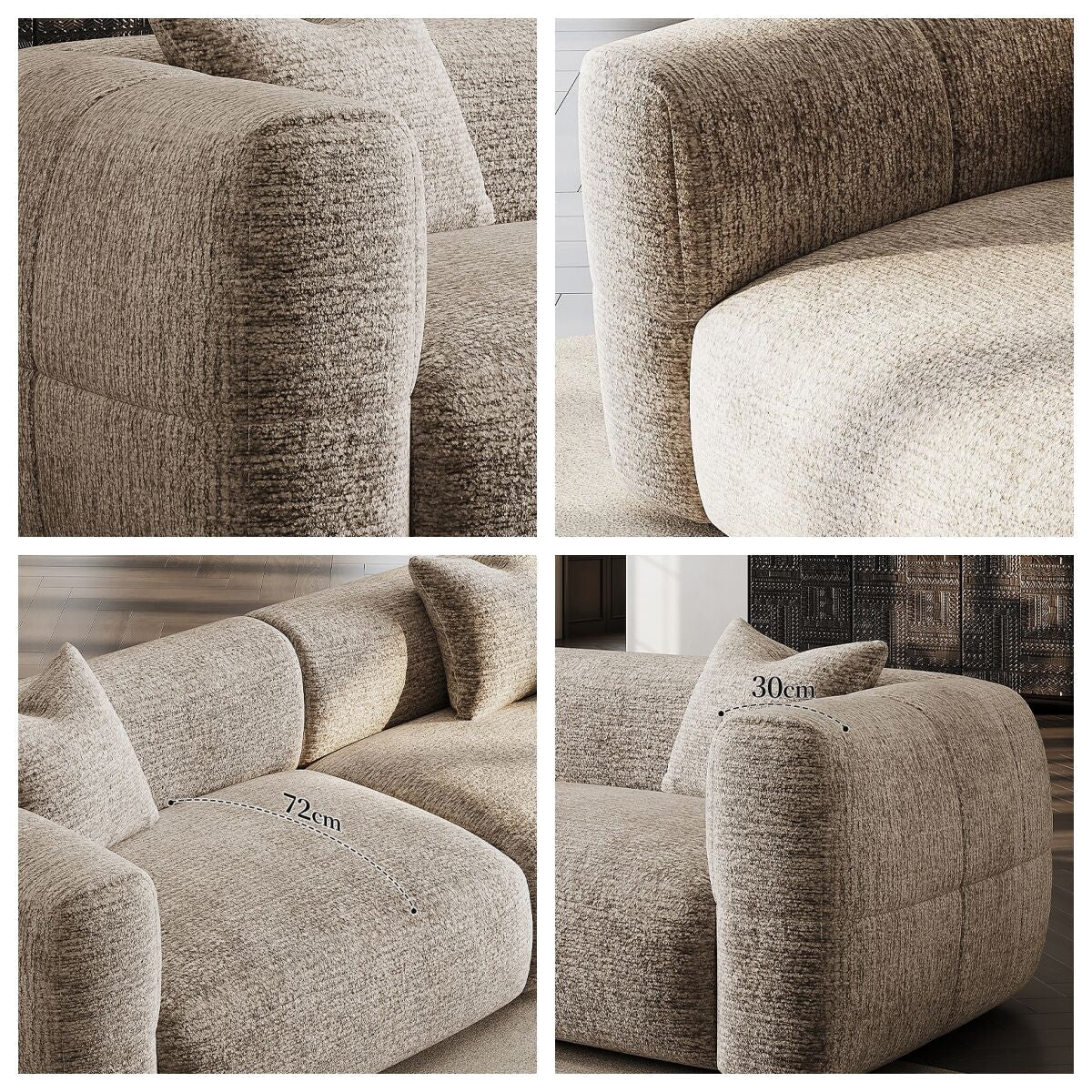 ABC Home Light Luxury Fabric Cloud Shaped Sofa set for Livingroom