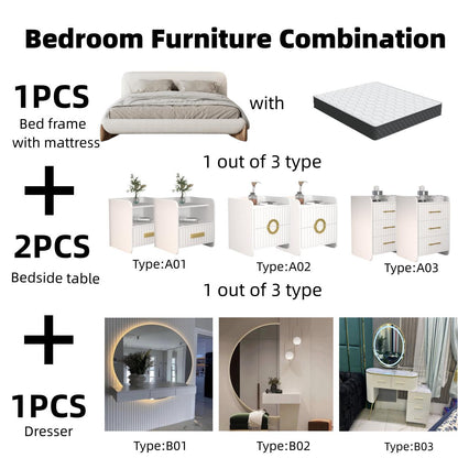 AAH Home Bedroom Furniture Bed Frame with Mattress Bedside table Dresser AAH HOME