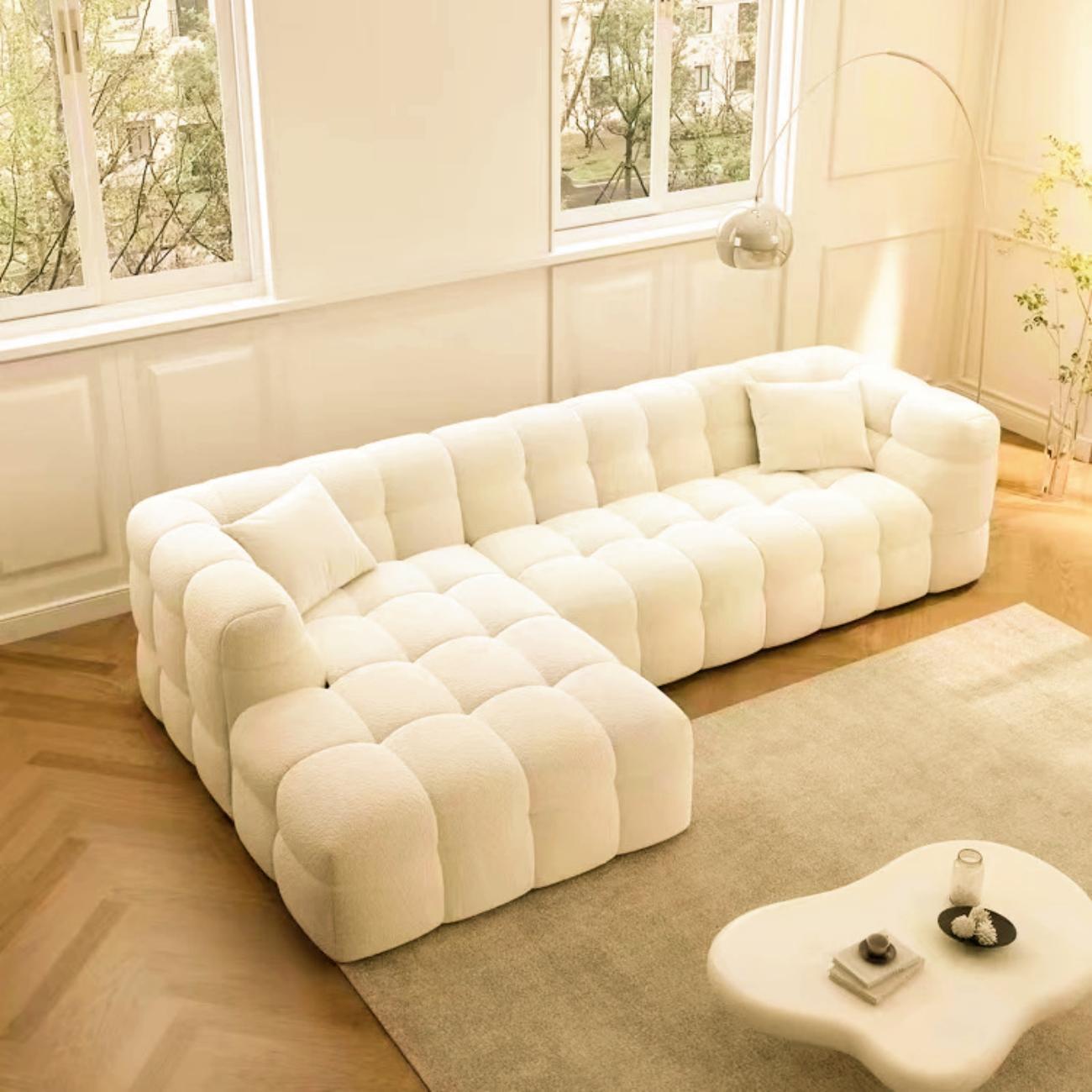 ABC HOME Sofa: Fleece Fabric Overstuffed Multifunction Cloud L-shaped Sofa Chair set for Living