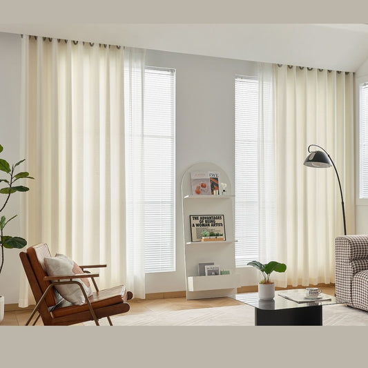 ABC HOME Curtains: 2 Panels Sheer Color Chiffon Tulle Light Window Textile Curtains Drapes for