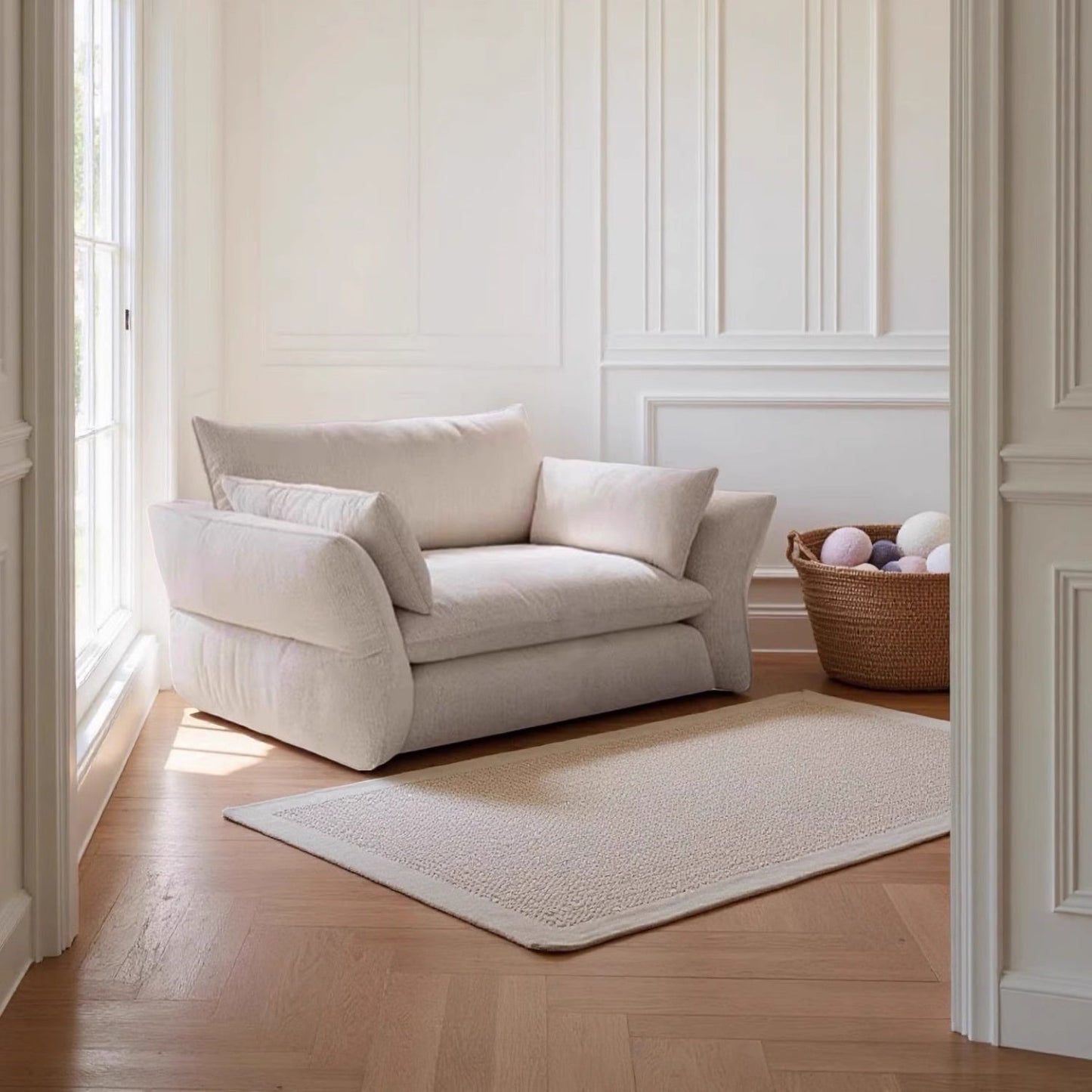 ABC HOME Wood White Cloud Sofa | Contemporary Style