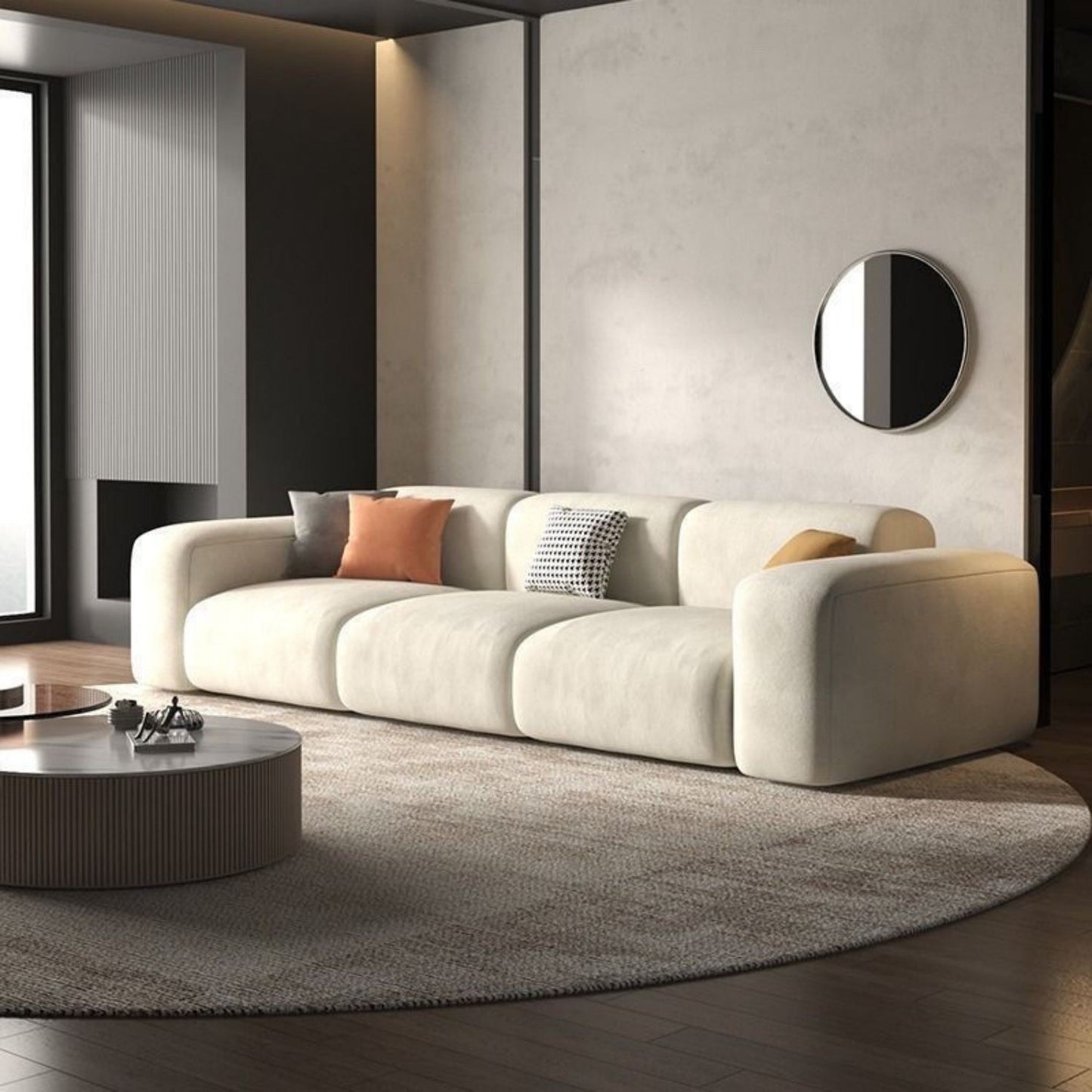 ABC HOME Wood Beige Sectional Sofa | Contemporary Style