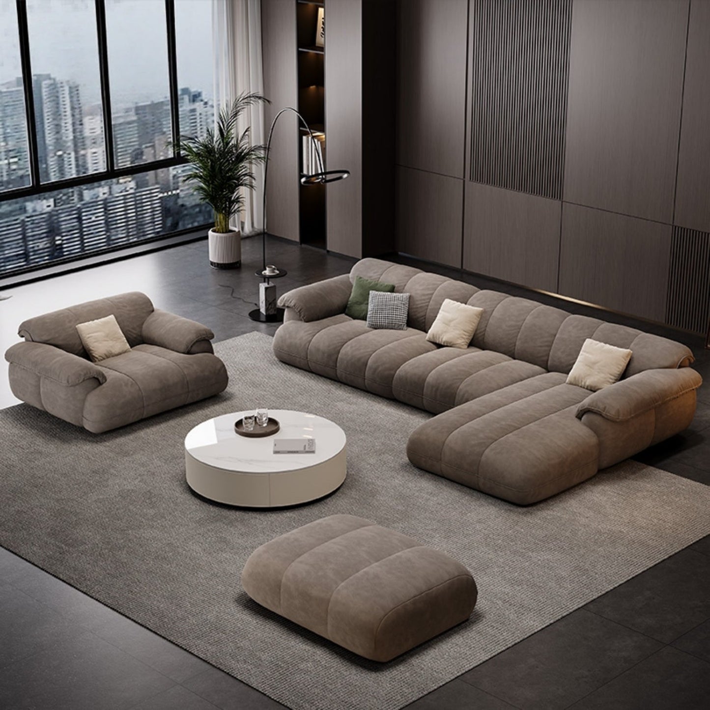 ABC HOME Wood Beige Sectional Sofa Collection