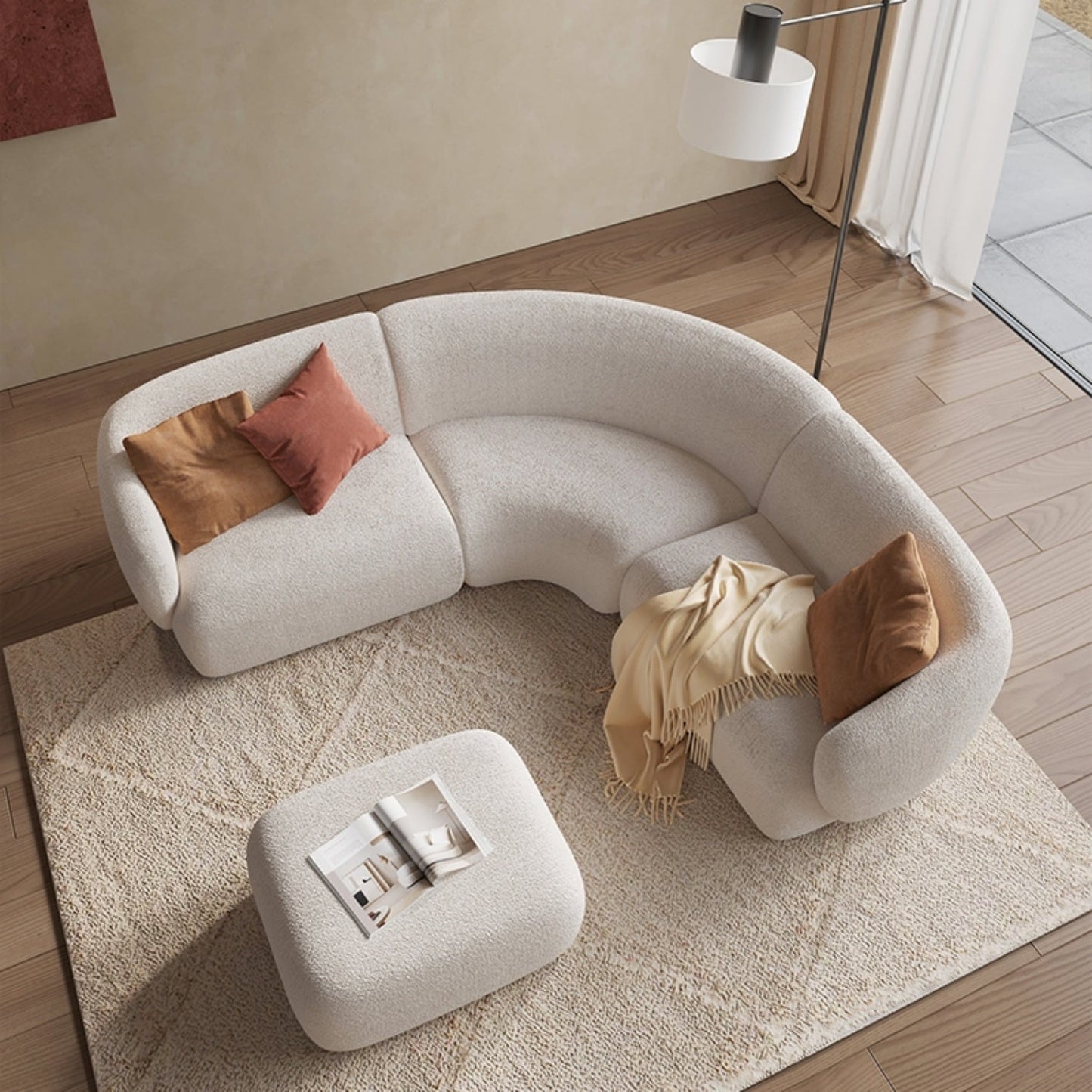 ABC HOME Wood White Modular Sofa Collection