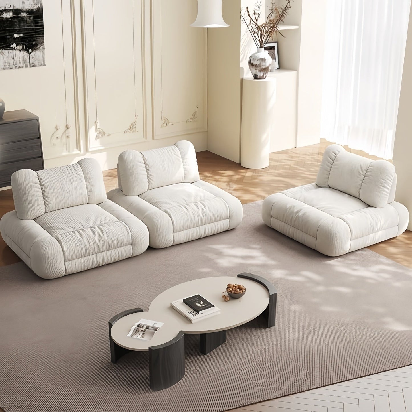 ABC HOME Sofa: Wood White Cloud