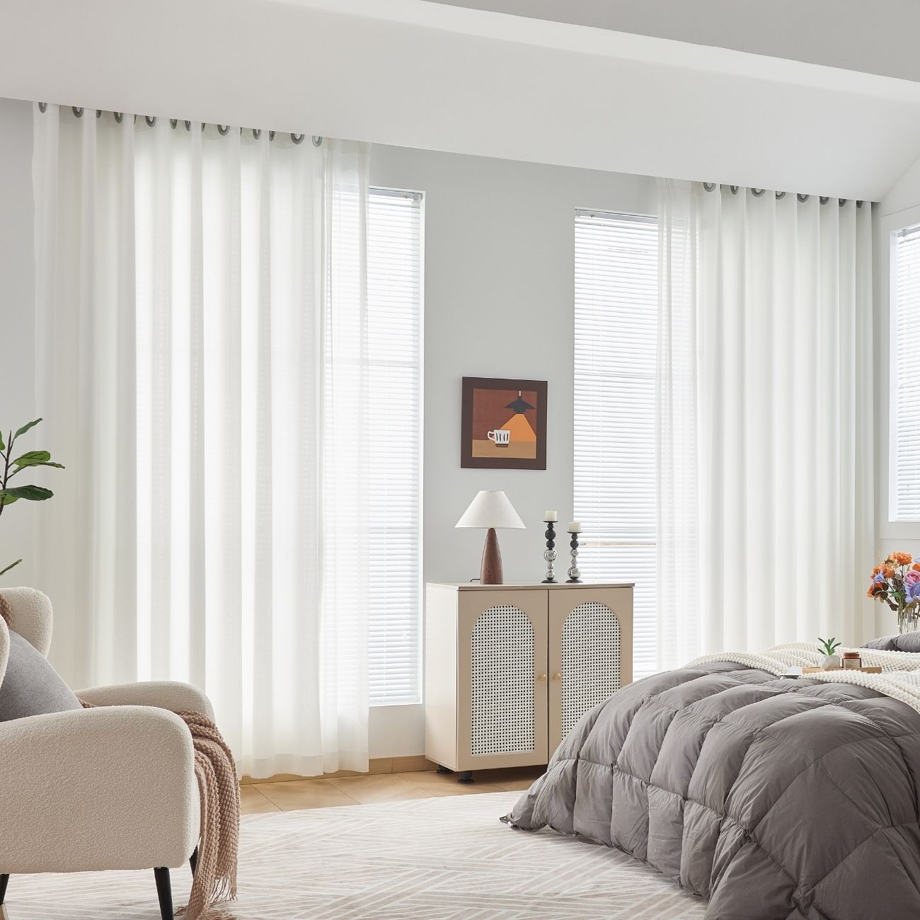 ABC HOME Curtains: 2 Panels Sheer Color Chiffon Tulle Light Window Textile Curtains Drapes for