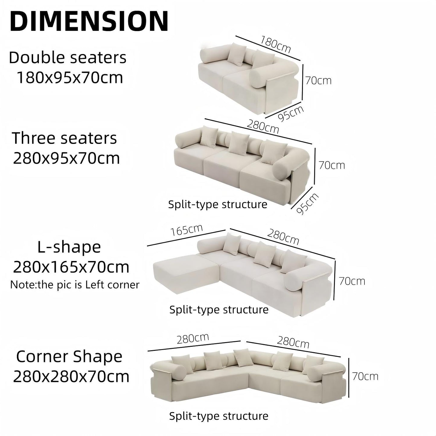 ABC HOME Wood White Natural Sofa | Contemporary Style