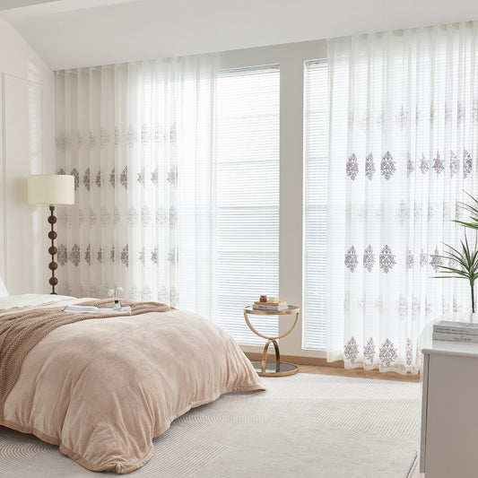ABC HOME Curtains: 2 Panels Sheer Color Chiffon Tulle Light Window Textile Curtains Drapes for