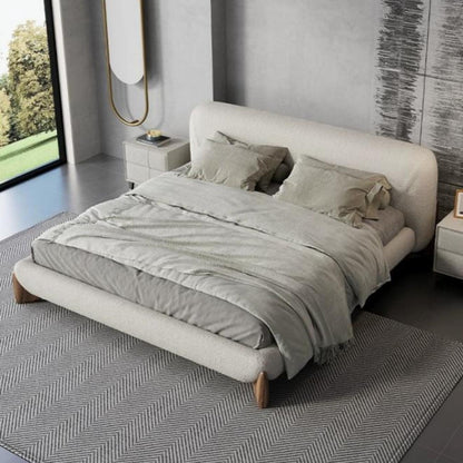 ABC Home Light Luxury Fleece Fabric Wrap Bed Frame for Bedroom Without Mattress