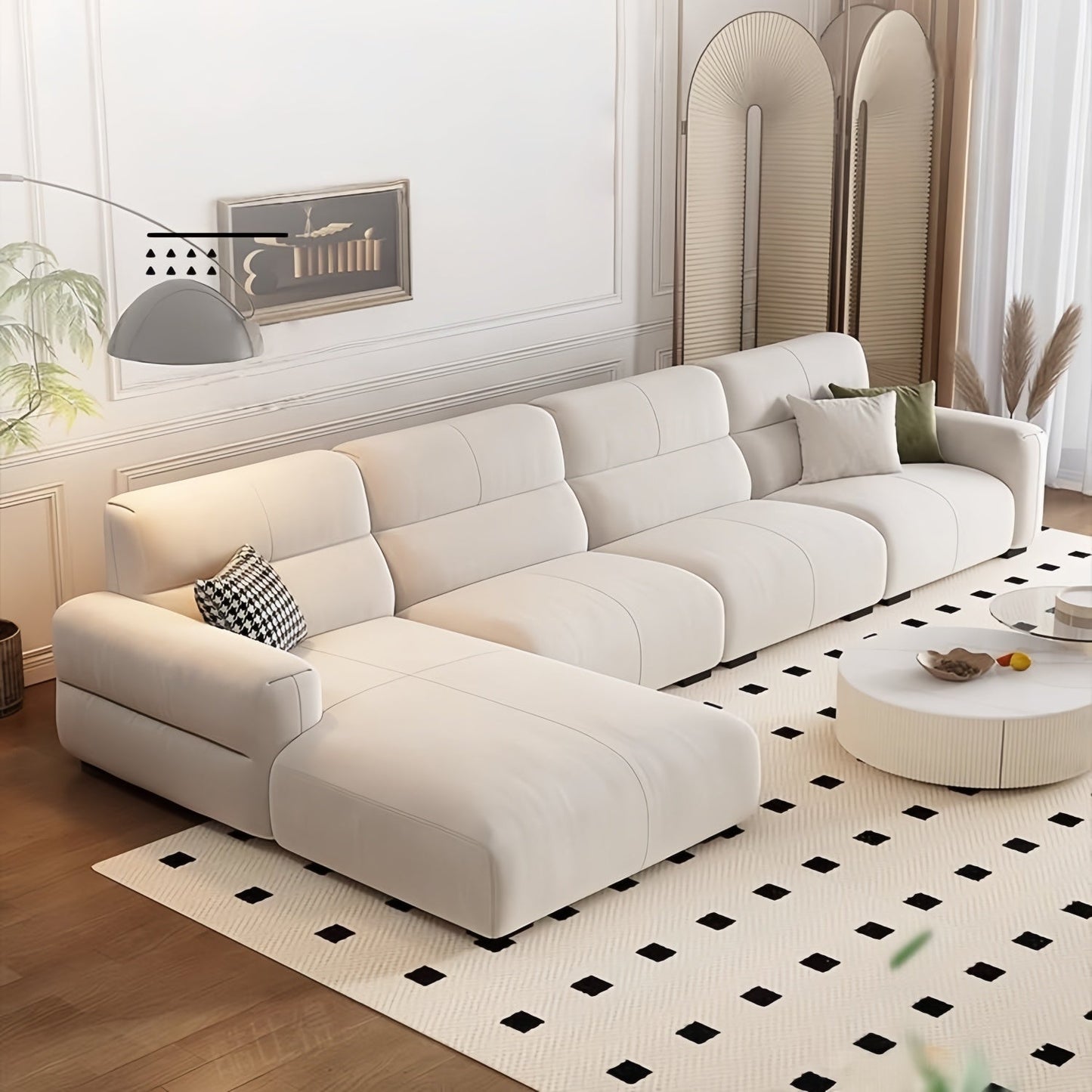 ABC HOME Wood Beige Sectional Sofa | Contemporary Style