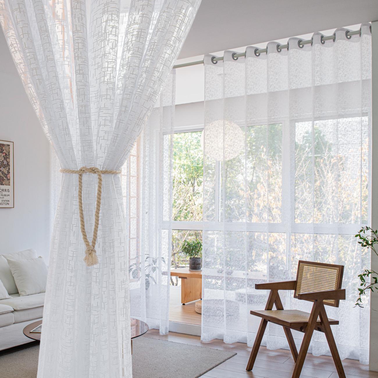 ABC HOME Curtains: 2 Panels Sheer Color Chiffon Tulle Light Window Textile Curtains Drapes for