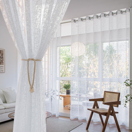 ABC HOME Curtains: 2 Panels Sheer Color Chiffon Tulle Light Window Textile Curtains Drapes for