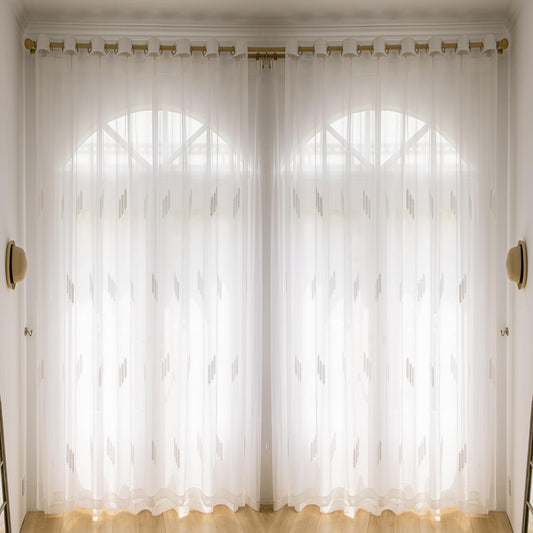 ABC HOME Curtains: 2 Panels Sheer Color Chiffon Tulle Light Window Textile Curtains Drapes for