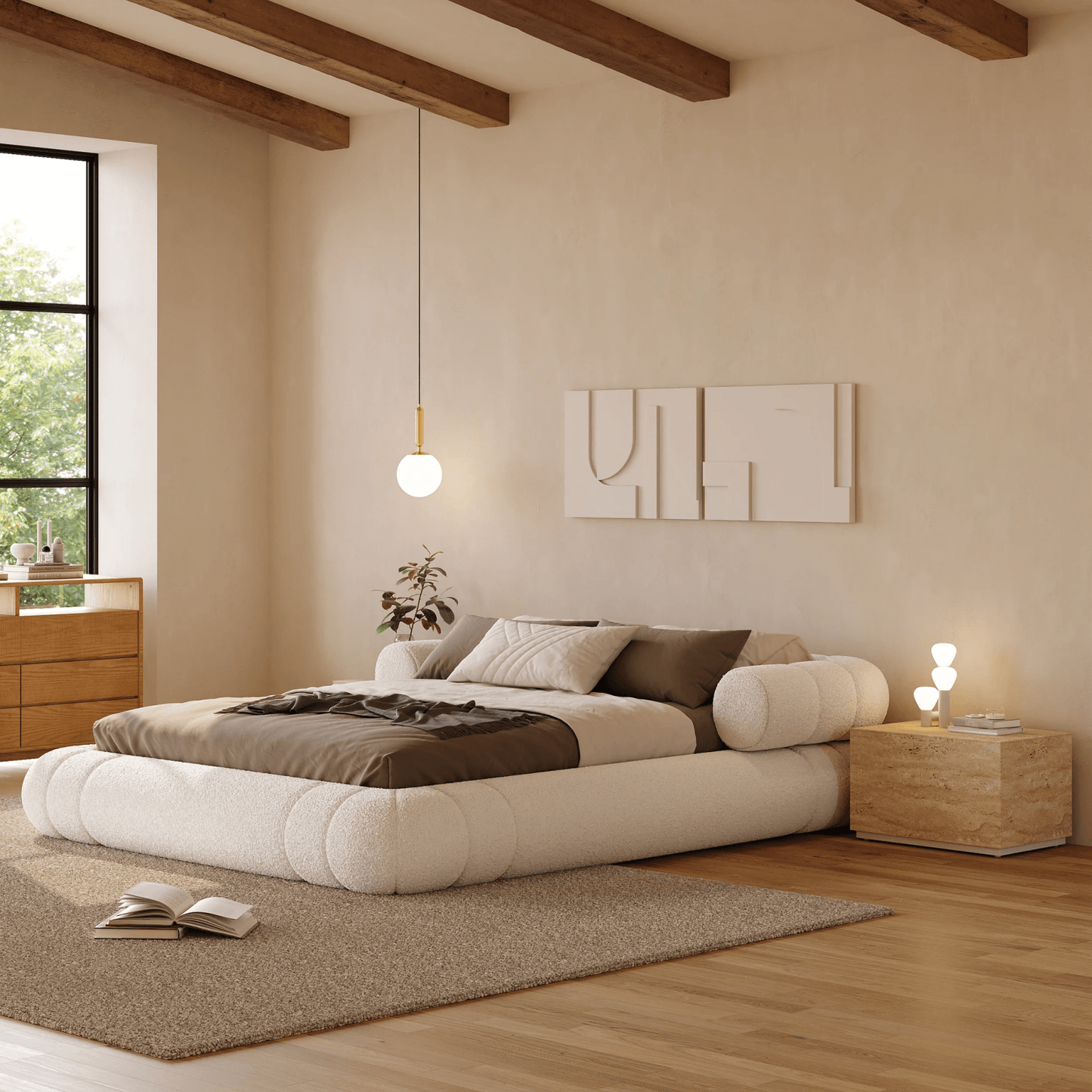 ABC HOME Bed: Bed Frame Modern Velvet King Queen Size for bedroom Without Mattress in Dubai sho