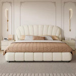 Load image into Gallery viewer, ABC Home Light Luxury Fleece Fabric Wrap Bed Frame for Bedroom Without Mattress
