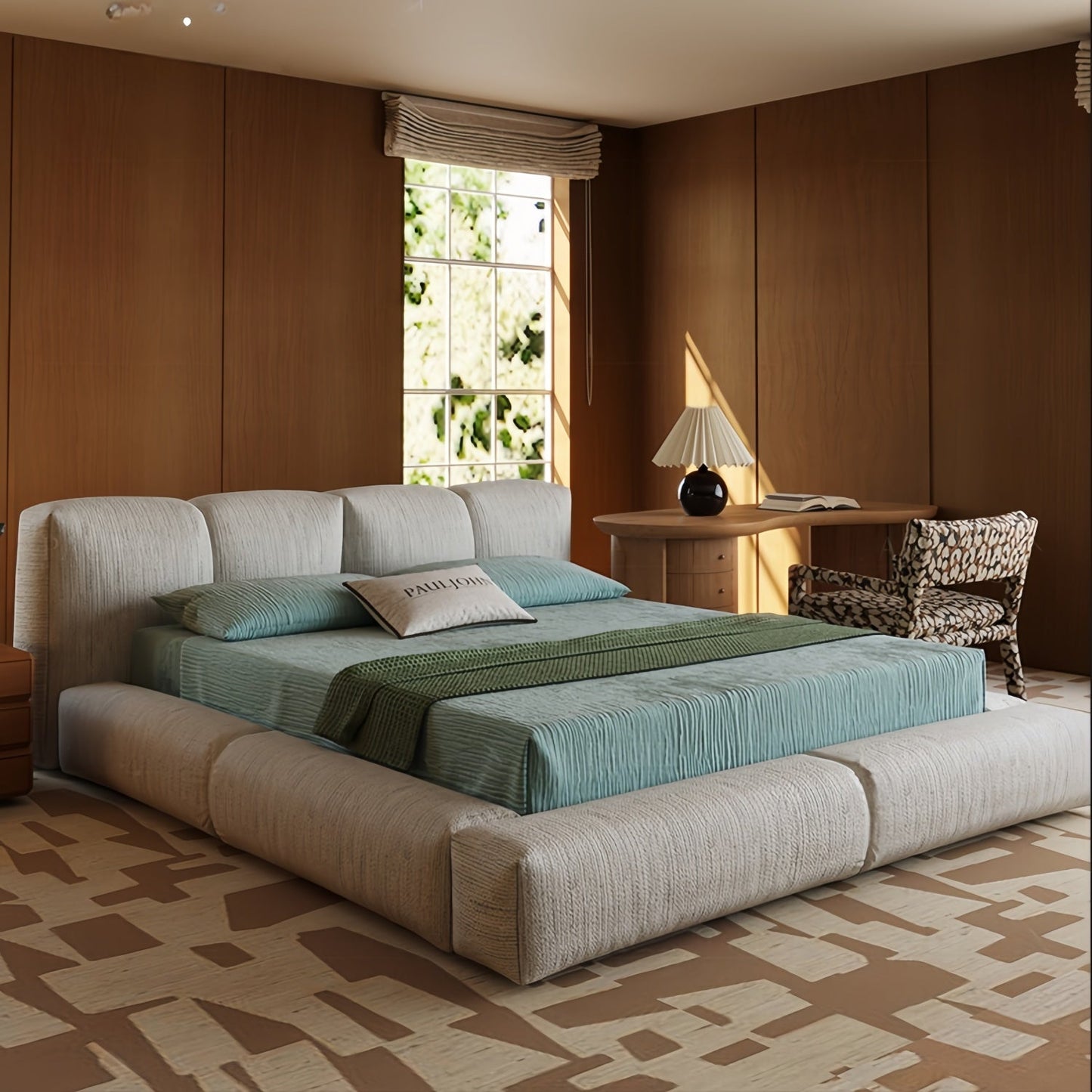 ABC HOME Linen Wood Beige Bed Collection