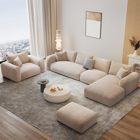 ABC HOME Sofa: Fleece Fabric Overstuffed Multifunction Sofa set for Livingroom Office in Dubai