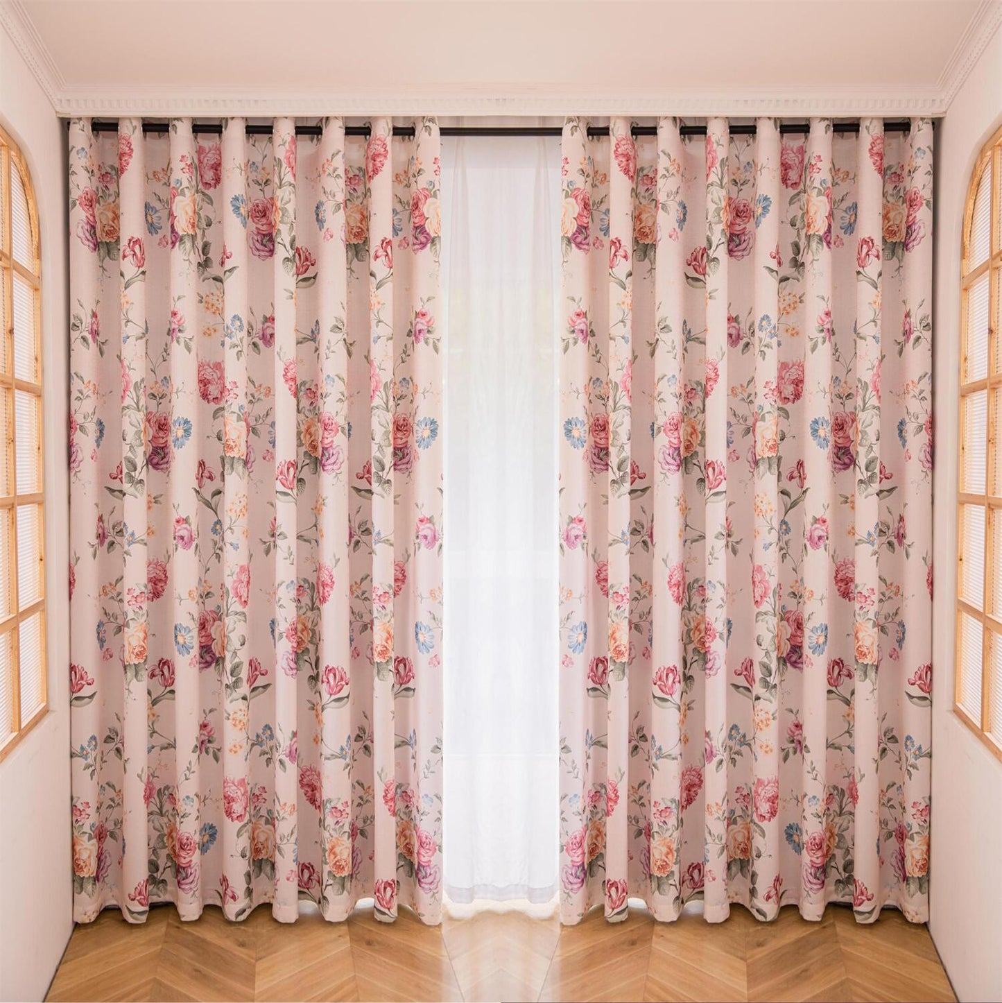 ABC HOME Curtains: 2 Panels 60% Blackout Colorful Flowers Floral Curtains for Living Room Therm