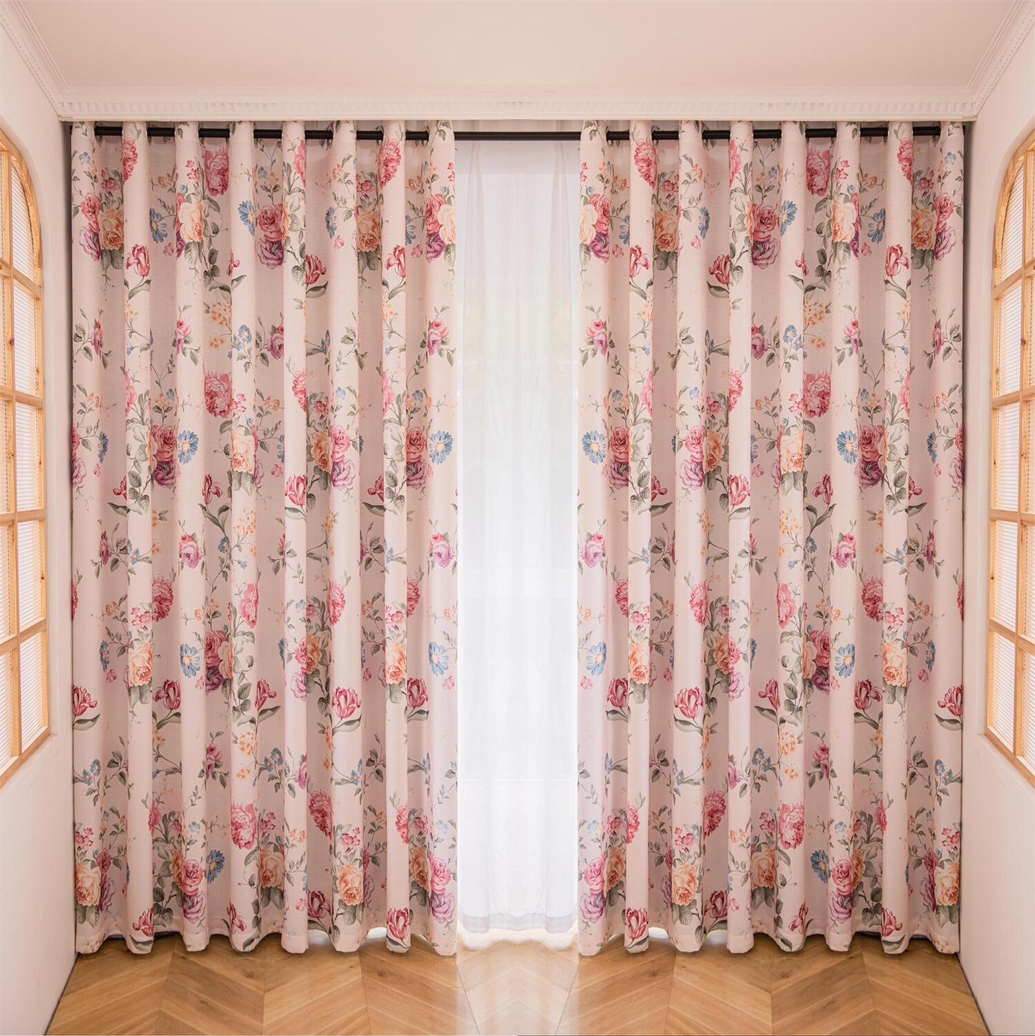 ABC HOME Curtains: 2 Panels 60% Blackout Colorful Flowers Floral Curtains for Living Room Therm