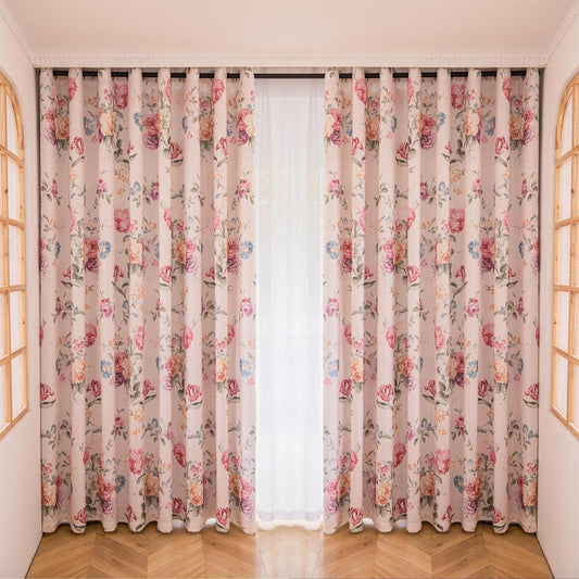 ABC HOME Curtains: 2 Panels 60% Blackout Colorful Flowers Floral Curtains for Living Room Therm