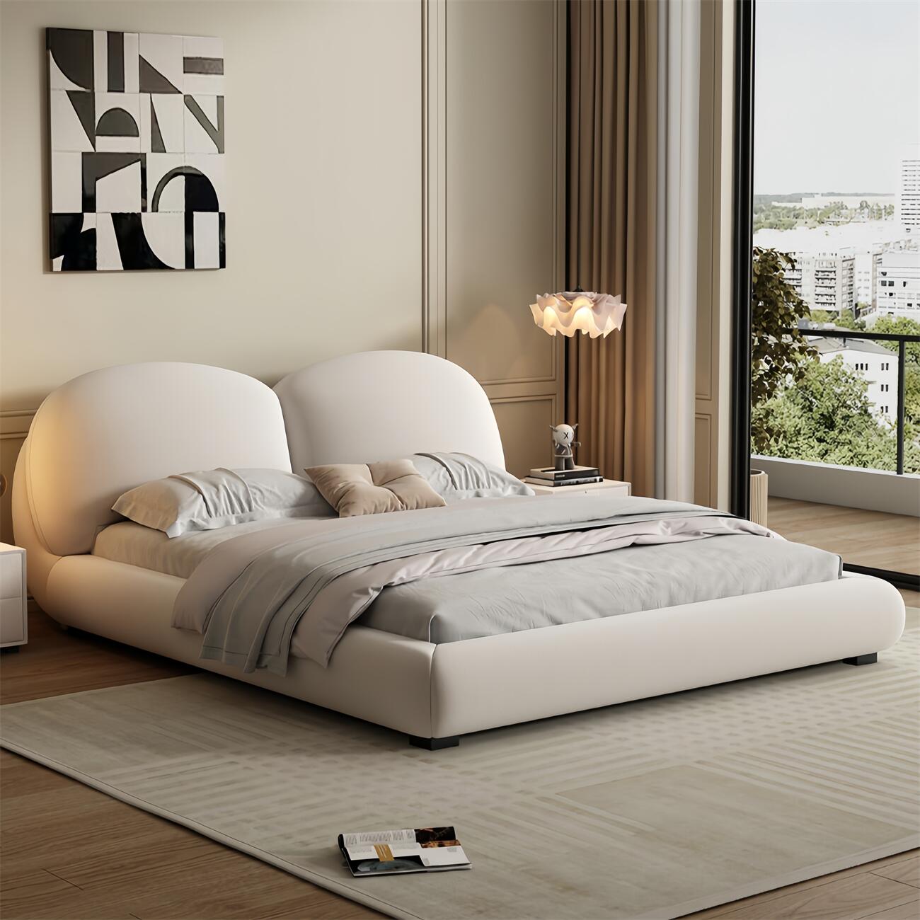 ABC HOME Bed: Bed Frame Modern Velvet King Queen Size for bedroom Without Mattress in Dubai sho