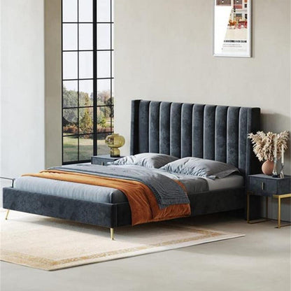 ABC HOME Bed: Bed Frame Modern Velvet King Queen Size for bedroom Without Mattress in Dubai sho