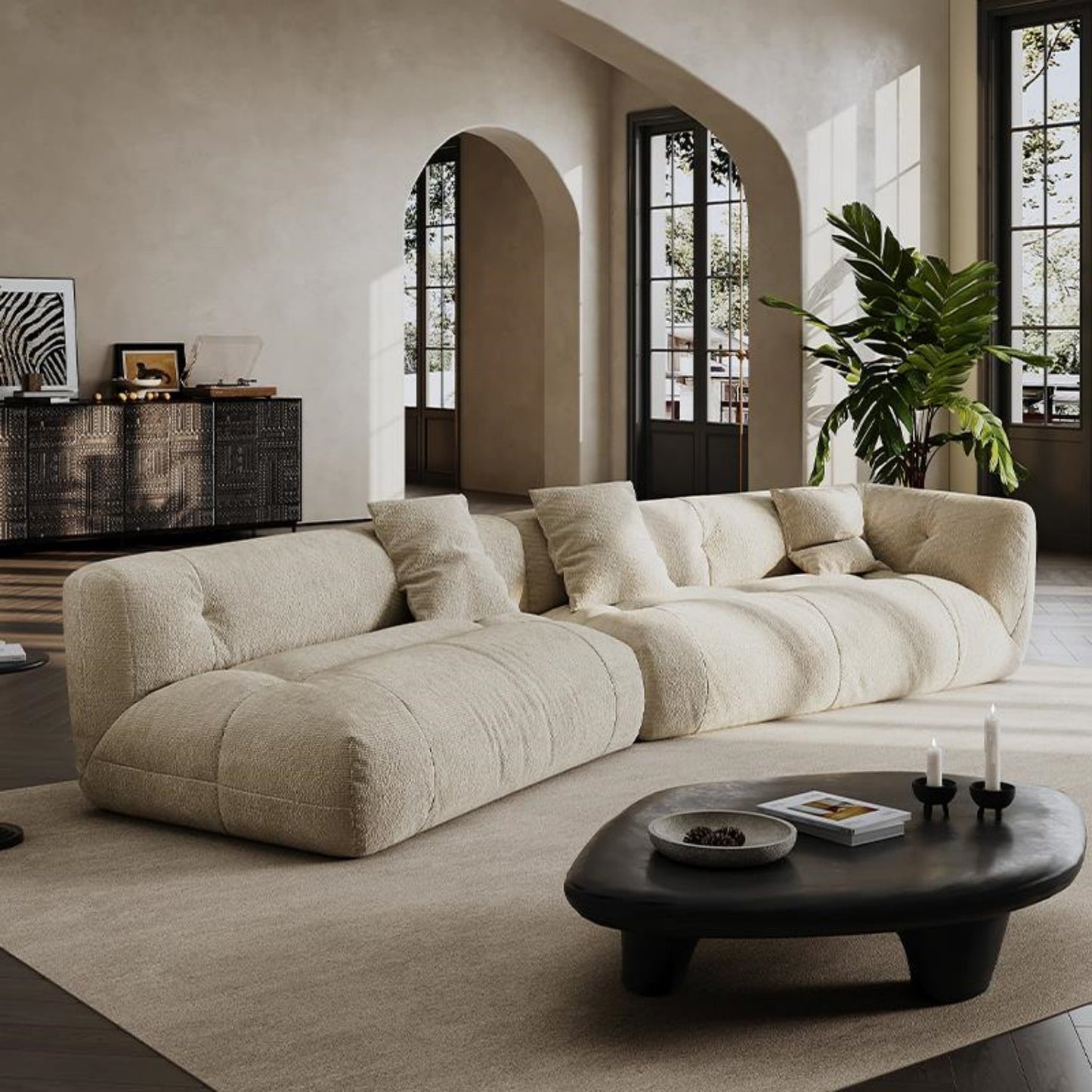 ABC HOME Sofa: Fleece Fabric Overstuffed Multifunction Sofa set for Livingroom Office in Dubai