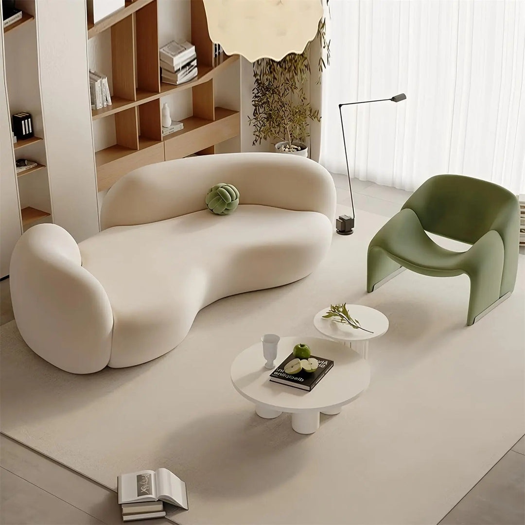 AAH Home Fleece Fabric Overstuffed Multifunction Arc-shaped Sofa set for Livingroom Office AAH HOME