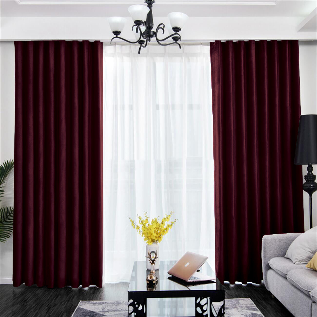 2 Panels 60% Blackout Curtains for Living Room Thermal Insulated Bedroom Darkening Drapes for Basics Room Window