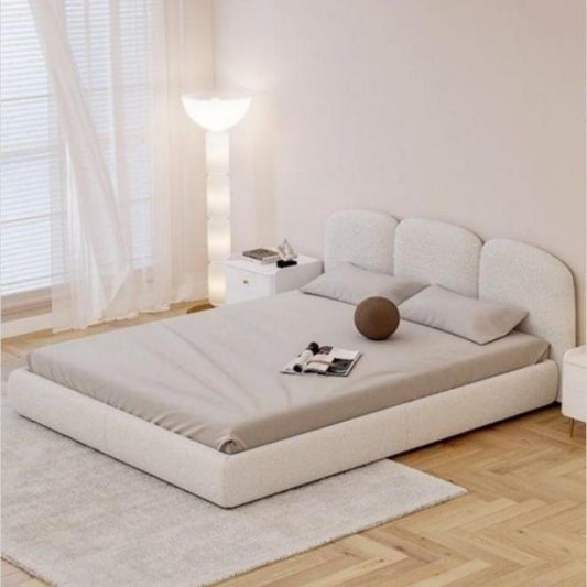 ABC HOME Bed: Light Luxury Fleece Fabric Wrap Bed Frame for Bedroom Without Mattress in Dubai s
