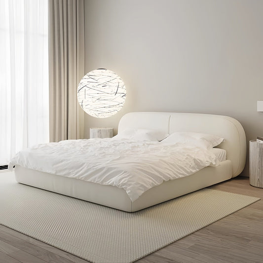 ABC HOME Bed: Sherpa Linen Wood