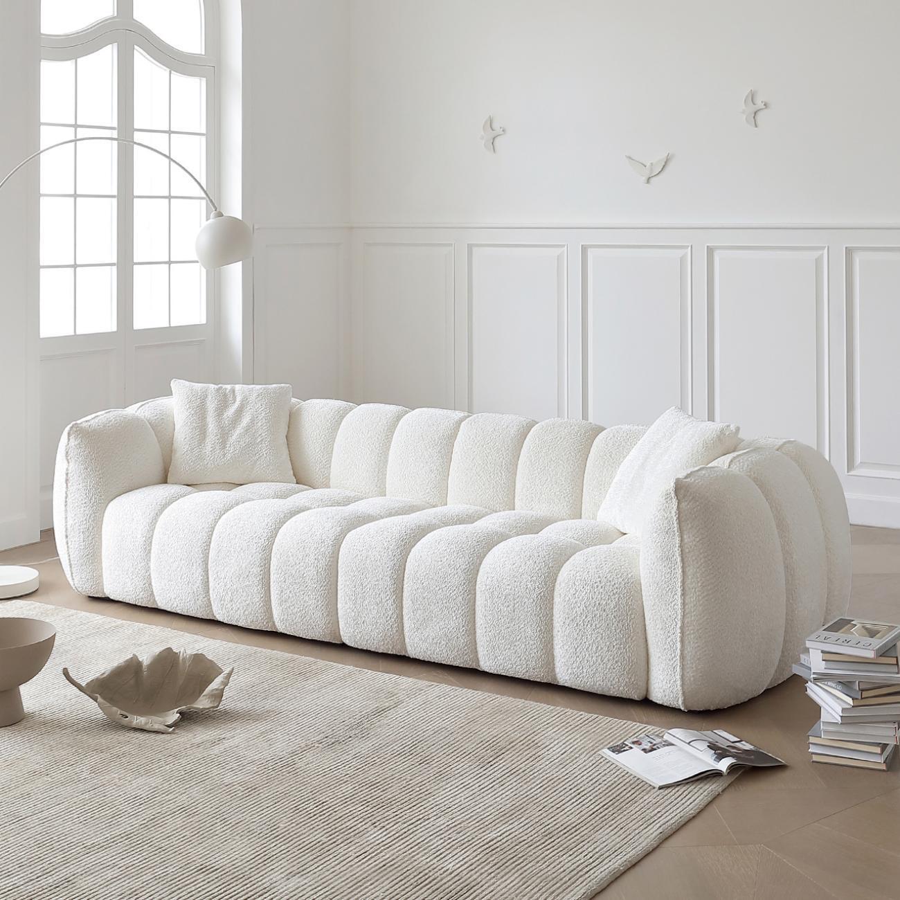 ABC HOME Sofa: Fleece Fabric Overstuffed Multifunction Pumpkin shaped Sofa Chair set for Living
