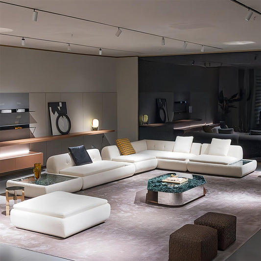 ABC HOME Coffee Table: Light Luxury Fabric Cloud Shaped Sofa set for Livingroom in Dubai showro
