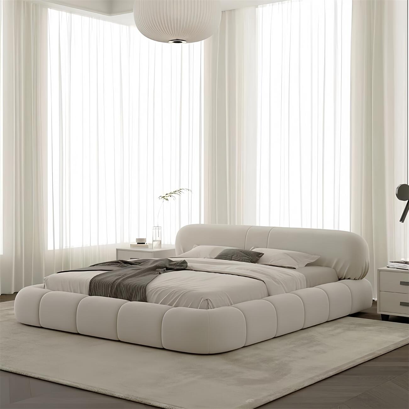 ABC HOME Bed: Bed Frame Modern Velvet King Queen Size for bedroom Without Mattress in Dubai sho