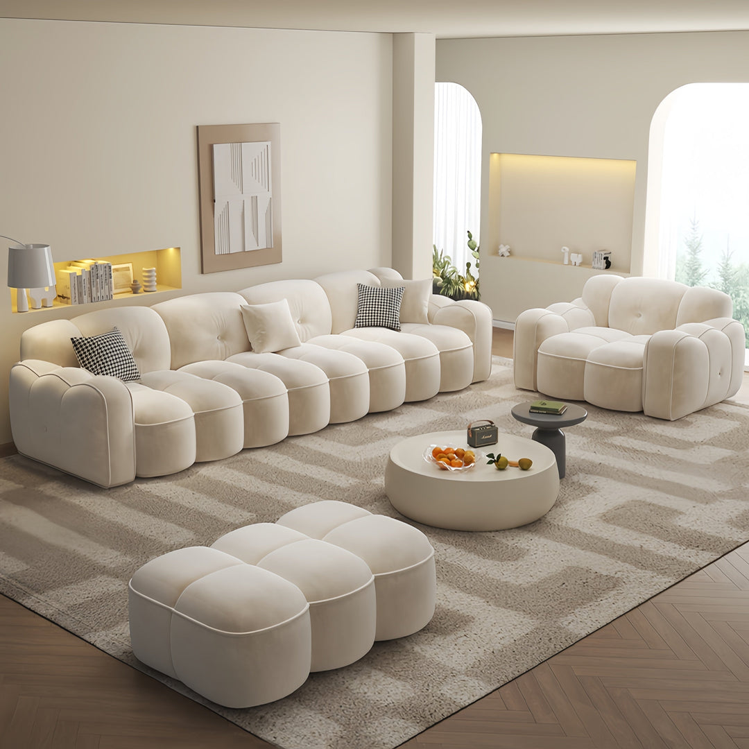 ABC Home Light Luxury Fabric Cloud Shaped Sofa set for Livingroom