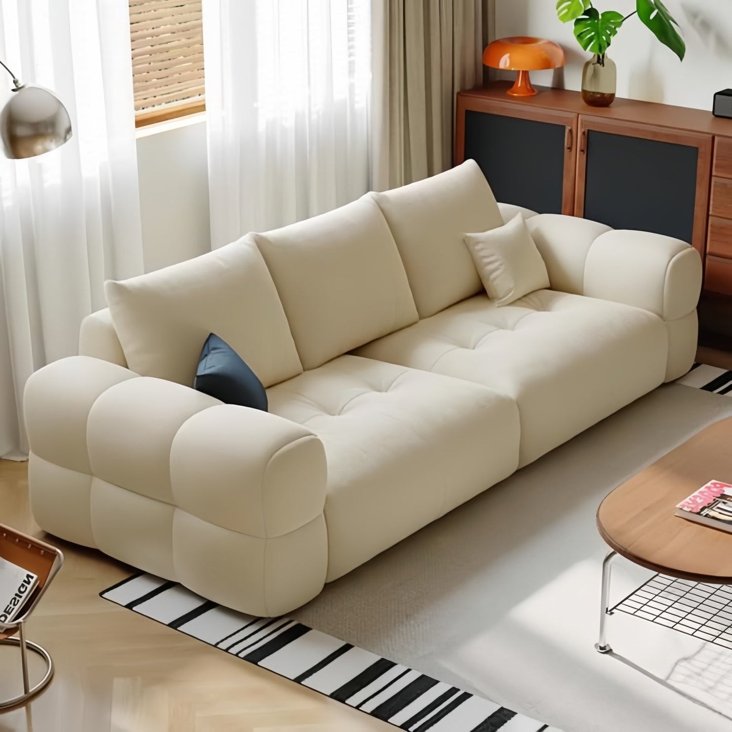 ABC HOME Sofa: Wood Beige Cloud