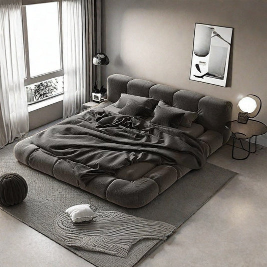 ABC HOME Bed: Bed Frame Modern Velvet King Queen Size for bedroom Without Mattress in Dubai sho