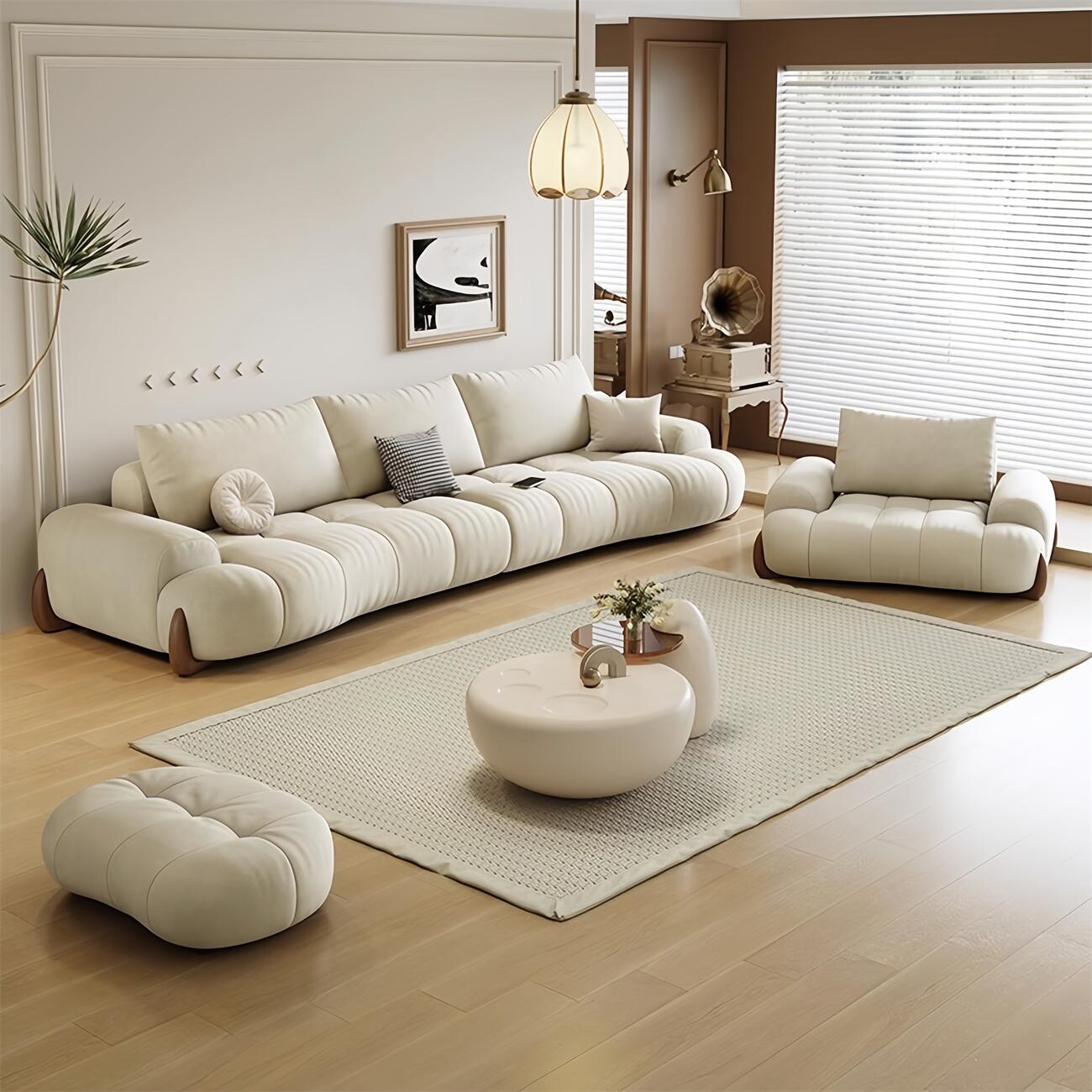 ABC Home Light Luxury Fabric Cloud Shaped Sofa set for Livingroom