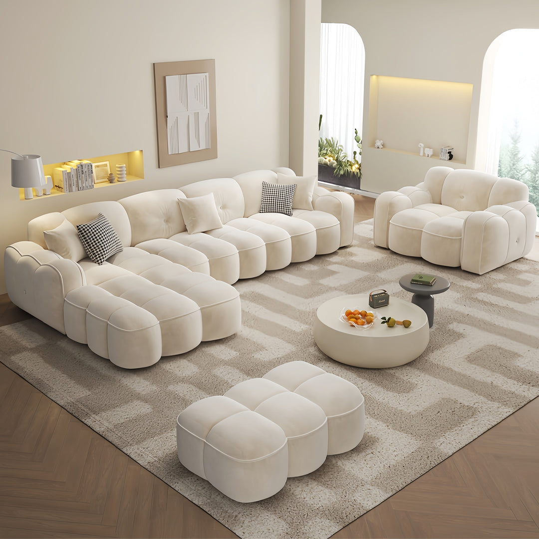 ABC Home Fleece Fabric Overstuffed Multifunction Sofa set for Livingroom Office