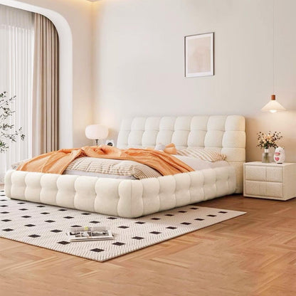 ABC HOME Bed: Light Luxury Fleece Fabric Wrap Bed Frame for Bedroom Without Mattress in Dubai s