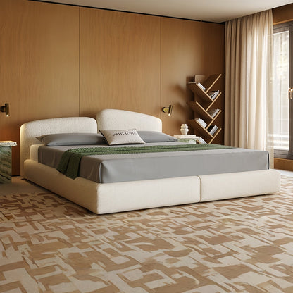 ABC HOME Sherpa Wood Beige Bed | Contemporary Style