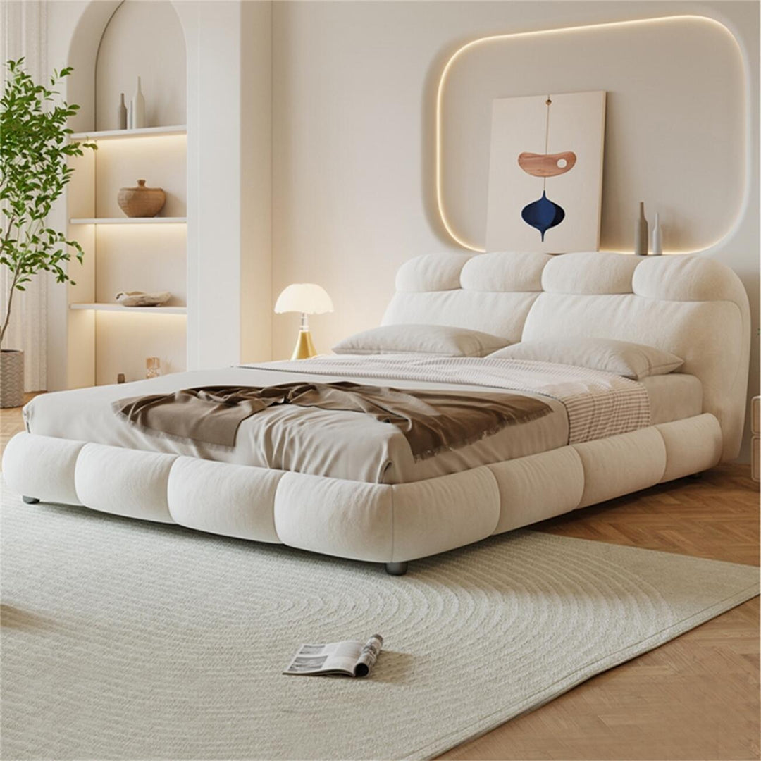 ABC Home Bed Frame Modern Velvet King Queen Size for bedroom Without Mattress