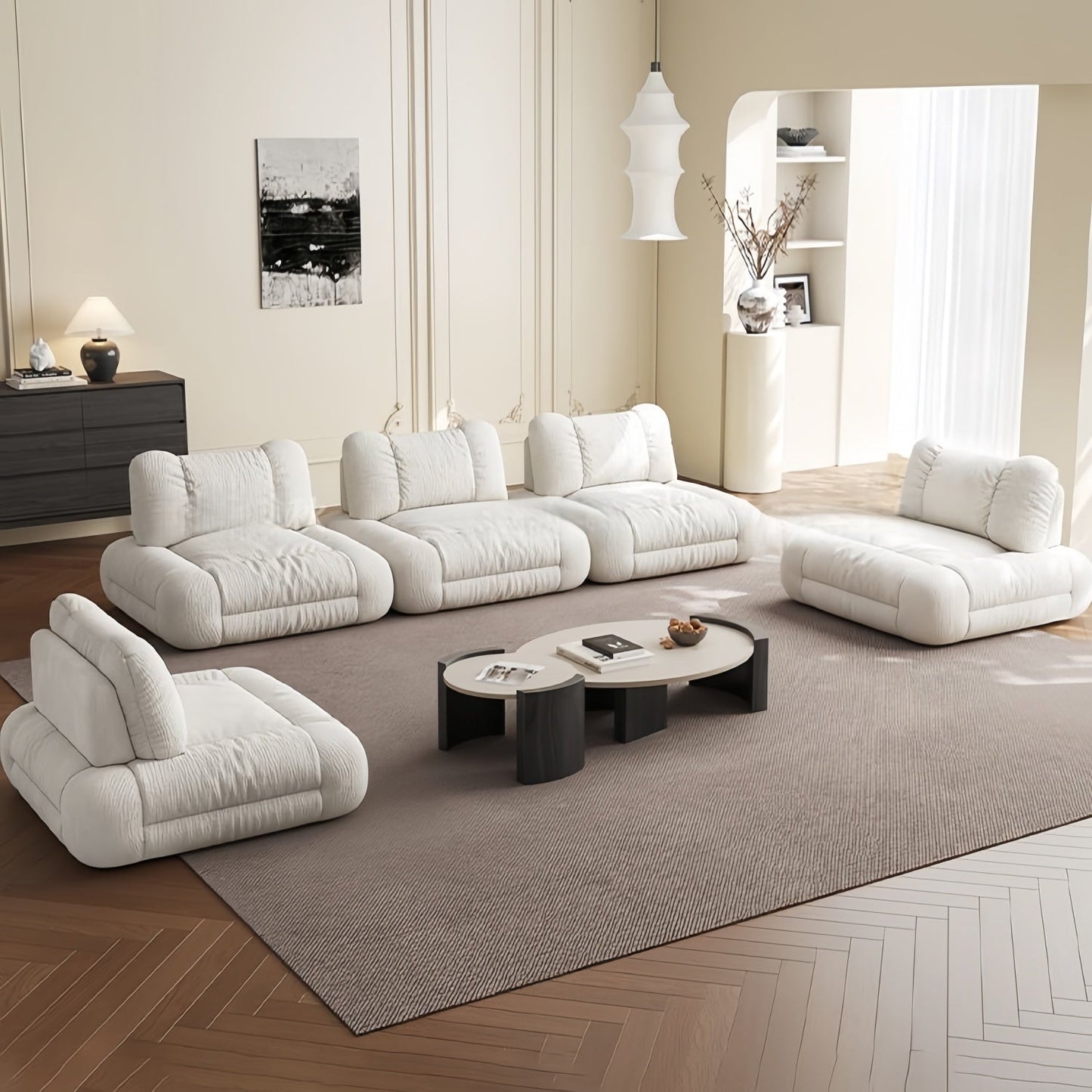 ABC HOME Sofa: Wood White Cloud