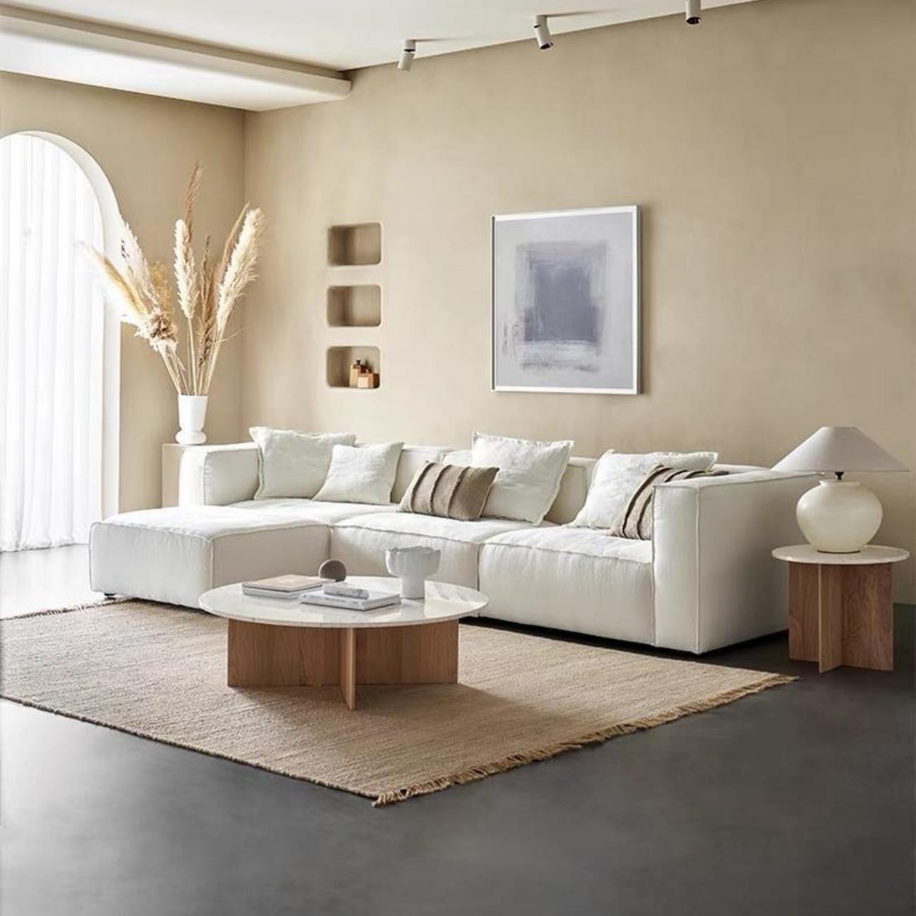 ABC HOME Sofa: Light Luxury Linen Fabric Tofu-block Shaped Sofa set for Livingroom in Dubai sho