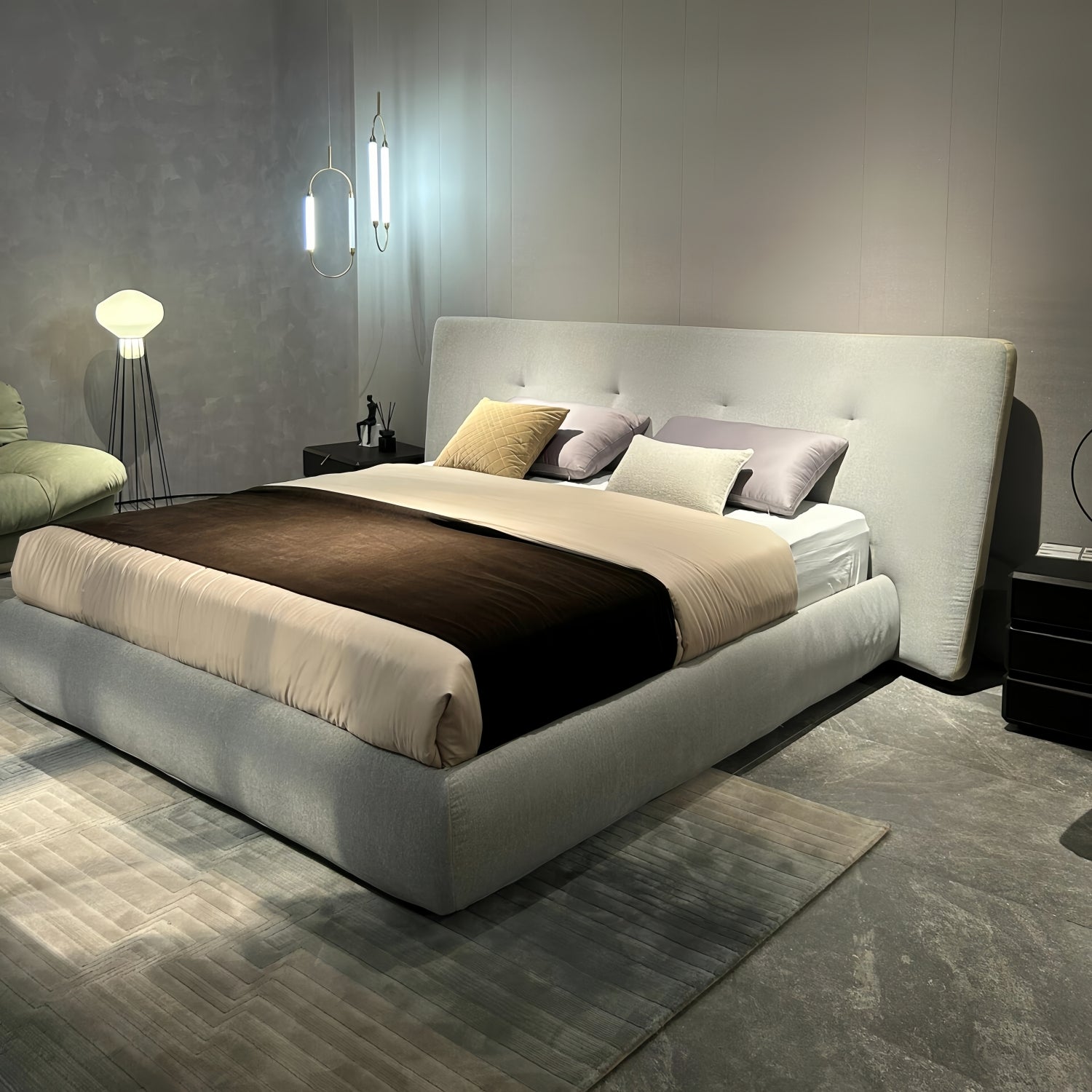 ABC HOME Bed: Bed Frame Modern Velvet King Queen Size for bedroom Without Mattress in Dubai sho